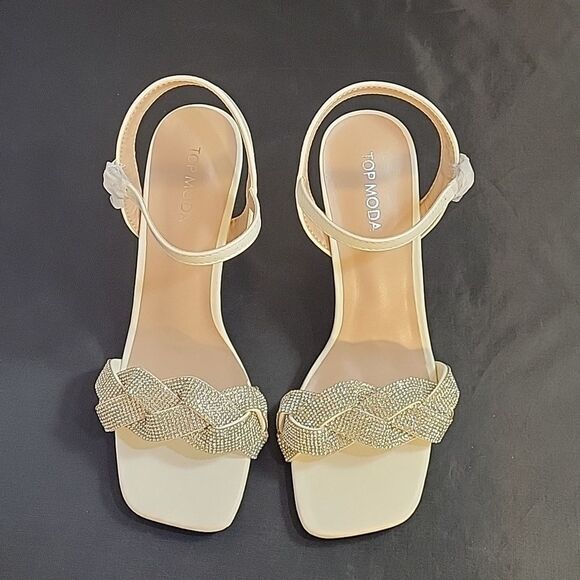 BRAND NEW TOP MODA  HEEL RHINESTONES EMBELLISHMENTS ANKLE STRAP SQUARE T… - Picture 4 of 16